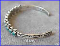 Vintage Zuni Sterling & Royston Turquoise Petit Point Cuff Bracelet 6 5/8 wearb