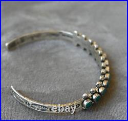 Vintage Zuni Sterling & Royston Turquoise Petit Point Cuff Bracelet 6 5/8 wearb