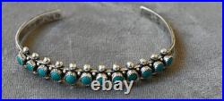 Vintage Zuni Sterling & Royston Turquoise Petit Point Cuff Bracelet 6 5/8 wearb