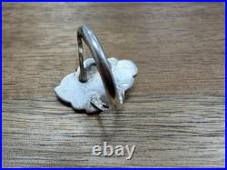 Vintage navajo Native American 925 sterling silver turquoise MOP ring Sz6.5 L880