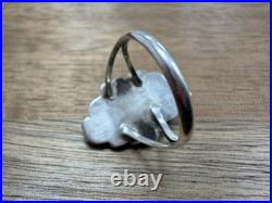 Vintage navajo Native American 925 sterling silver turquoise MOP ring Sz6.5 L880