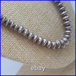 Vtg 20 Native American Navajo Pearl Sterling Silver Saucer Disc Bead Necklace