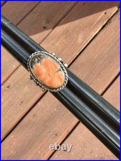 Vtg Native American Navajo Sterling Silver Petrified Wood Or Jasper Ring 7.75