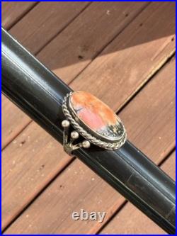 Vtg Native American Navajo Sterling Silver Petrified Wood Or Jasper Ring 7.75