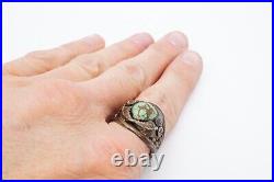Vtg Native American Navajo Sterling Silver Turquoise Mens Ring Size 12.25 Signed