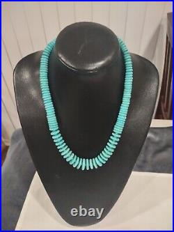 Vtg Native American Navajo Turquoise Bead Disc Sterling Silver Necklace 100 Gram