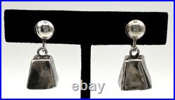 Vtg Navajo Mother-in-law Bell Earrings Sterling Silver Working Clappers 1940's