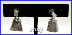 Vtg Navajo Mother-in-law Bell Earrings Sterling Silver Working Clappers 1940's