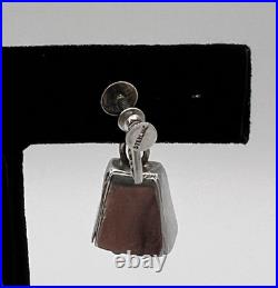 Vtg Navajo Mother-in-law Bell Earrings Sterling Silver Working Clappers 1940's