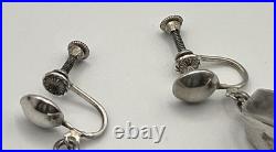 Vtg Navajo Mother-in-law Bell Earrings Sterling Silver Working Clappers 1940's