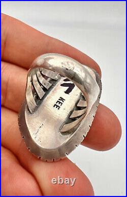 Vtg Navajo Sterling Silver Natural High Grade Royston Turquoise Long Ring 1.5