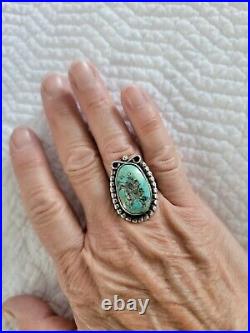 Vtg Pete Morgan Navajo Artisan Sterling Silver Turquoise Ring Size 7