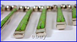Vtg Reversible Navajo Sterling Gaspeite & Opal Stick Bar Fringe Pendant Necklace