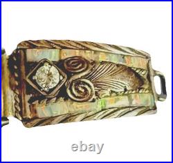Vtg S RAY Navajo Sterling Silver Fire Opal CZ Non Working Watch & Tips Gorgeous