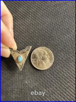Vtg Sterling Silver 925 Navajo NA Southwestern Style Turquoise Shirt Collar Tips