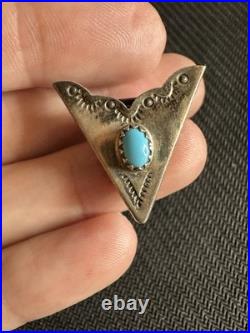 Vtg Sterling Silver 925 Navajo NA Southwestern Style Turquoise Shirt Collar Tips