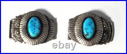 Vtg Sterling Silver SOUTHWEST Old Pawn Navajo Turquoise UNISEX Watch Tips Vtg Sterling Silver SOUTHWEST Old Pawn Navajo Turquoise UNISEX Watch Tips
