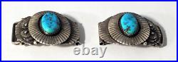 Vtg Sterling Silver SOUTHWEST Old Pawn Navajo Turquoise UNISEX Watch Tips