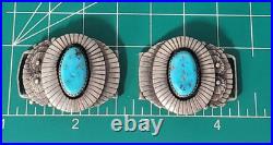 Vtg Sterling Silver SOUTHWEST Old Pawn Navajo Turquoise UNISEX Watch Tips