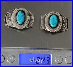 Vtg Sterling Silver SOUTHWEST Old Pawn Navajo Turquoise UNISEX Watch Tips