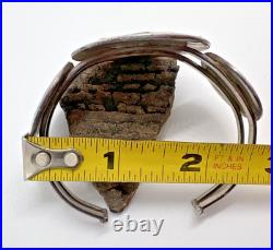 Vtg TURQUOISE INLAY ZUNI PINWHEEL 3-CONCHO CUFF BRACELET sterling geometric 6.5