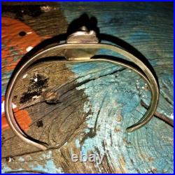 WD Navajo cuff bracelet sterling silver black onyx, leaf berry design