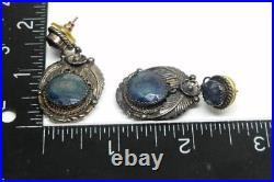WILL DENETDALE Navajo Native American Blue Stone Sterling Silver Dangle Earrings