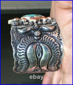 WOW Navajo Darryl Becenti Sterling Silver Turquoise & Shell Cuff Bracelet Sz5.75