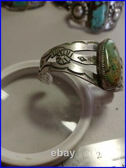 WOW Pawn RARE ZUNI STERLING TURQUOISE WITH Open Work CUFF HAND MADE SNAKES