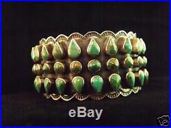 Wide 3 Row Turquoise Bracelet Navajo Handmade