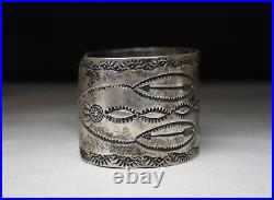 Wide Heavy Vintage Native American Navajo Sterling Silver Cuff Bracelet