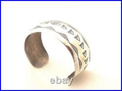 Wilber Tracy Vintage Native American Sterling Silver Cuff Bracelet