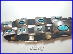 Wilbert Secatero Old Pawn Sterling Silver Turquoise Shadowbox Concho Belt 13 pcs