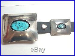 Wilbert Secatero Old Pawn Sterling Silver Turquoise Shadowbox Concho Belt 13 pcs