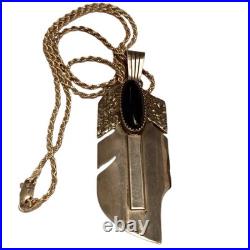 Wisdom WILL DENETDALE Navajo Sterling Silver Feather Black Onyx Necklace