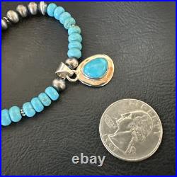 WoMens Blue Kingman Turquoise Pendant Navajo Sterling Silver Necklace 21 18150