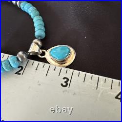 WoMens Blue Kingman Turquoise Pendant Navajo Sterling Silver Necklace 21 18150