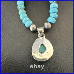 WoMens Blue Kingman Turquoise Pendant Navajo Sterling Silver Necklace 21 18150