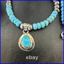 WoMens Blue Kingman Turquoise Pendant Navajo Sterling Silver Necklace 21 18150