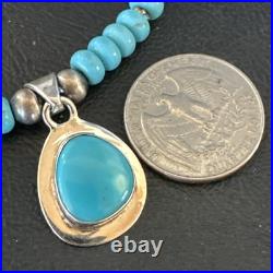 WoMens Blue Kingman Turquoise Pendant Navajo Sterling Silver Necklace 21 19055