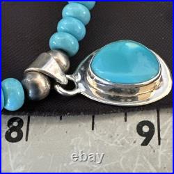 WoMens Blue Kingman Turquoise Pendant Navajo Sterling Silver Necklace 21 19055