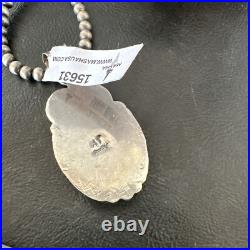 WoMens Orange Spiny Oyster Pendant Navajo Sterling Silver Necklace 15631