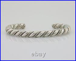 Women Navajo TAHE 925 Sterling Silver Twist Cuff Bracelet #233