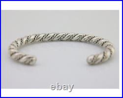 Women Navajo TAHE 925 Sterling Silver Twist Cuff Bracelet #233