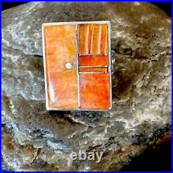 Women Orange Spiny Oyster Navajo Sterling Silver Ring Sz 6.5 17797