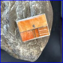 Women Orange Spiny Oyster Navajo Sterling Silver Ring Sz 6.5 17797