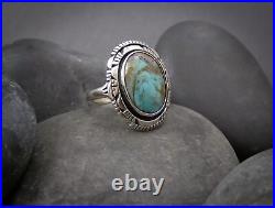 Women's Native American Turquoise Silver Ring Size 9.25