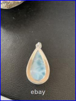 Womens Blue Larimar Navajo Sterling Silver Pendant 10829
