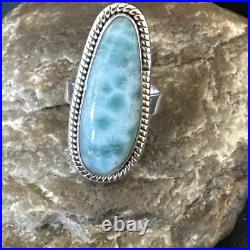 Womens Blue Larimar Navajo Sterling Silver Ring Size 7 17654