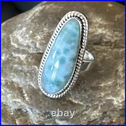 Womens Blue Larimar Navajo Sterling Silver Ring Size 7 17654